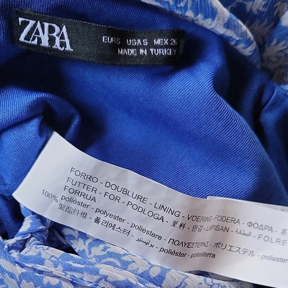 Zara Blue White Floral Ruffle Long Sleeve Short Romper Size S - Picture 7 of 8